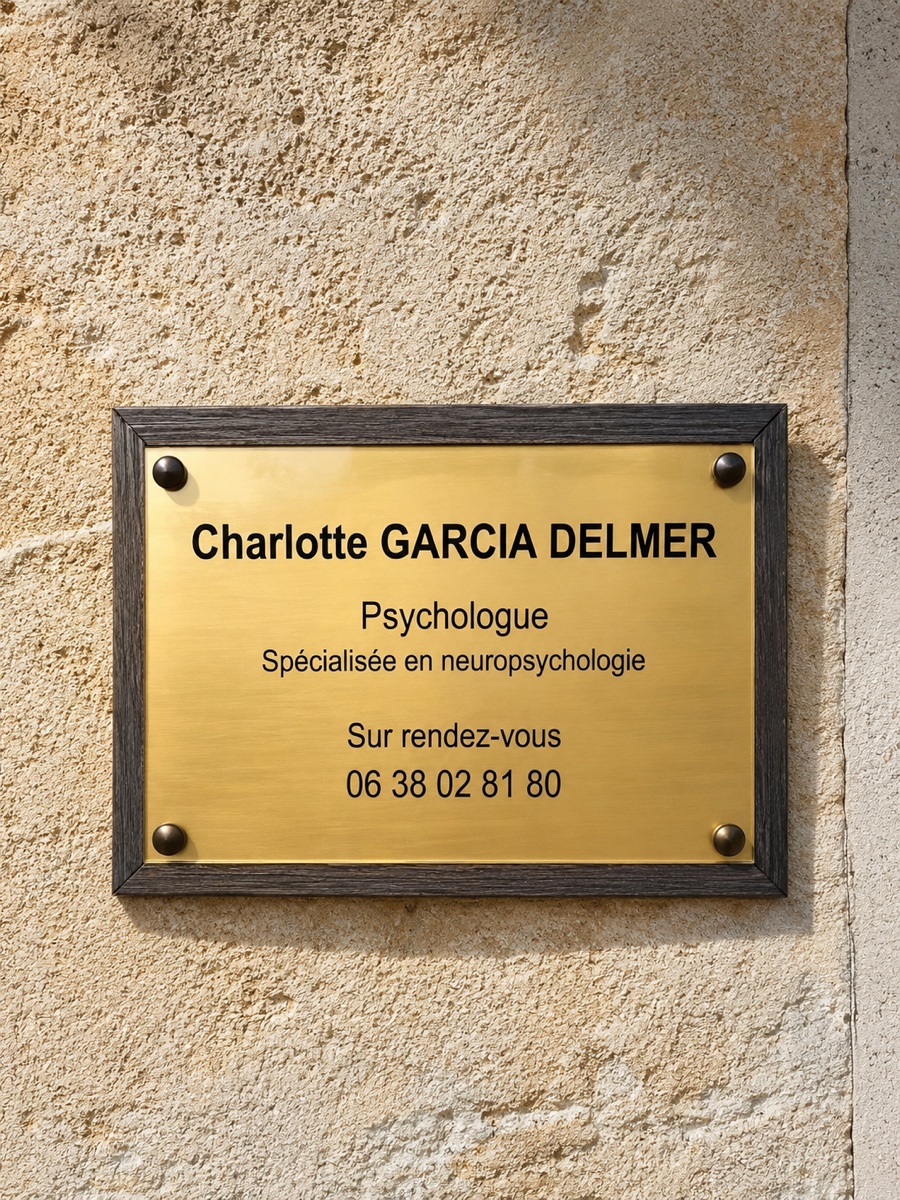 Plaque professionnelle du cabinet de Charlotte Garcia Delmer à Ambarès-et-Lagrave